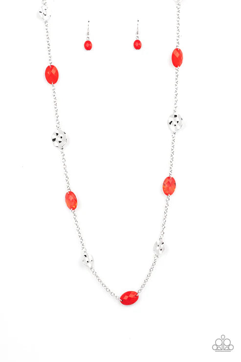 Glossy Glamorous - Red Paparazzi Necklace (PZ-4921)