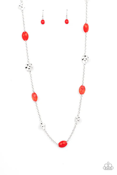 Glossy Glamorous - Red Paparazzi Necklace (PZ-4921)
