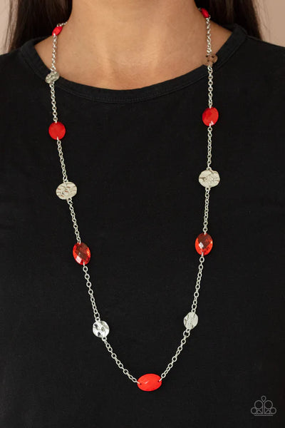 Glossy Glamorous - Red Paparazzi Necklace (PZ-4921)