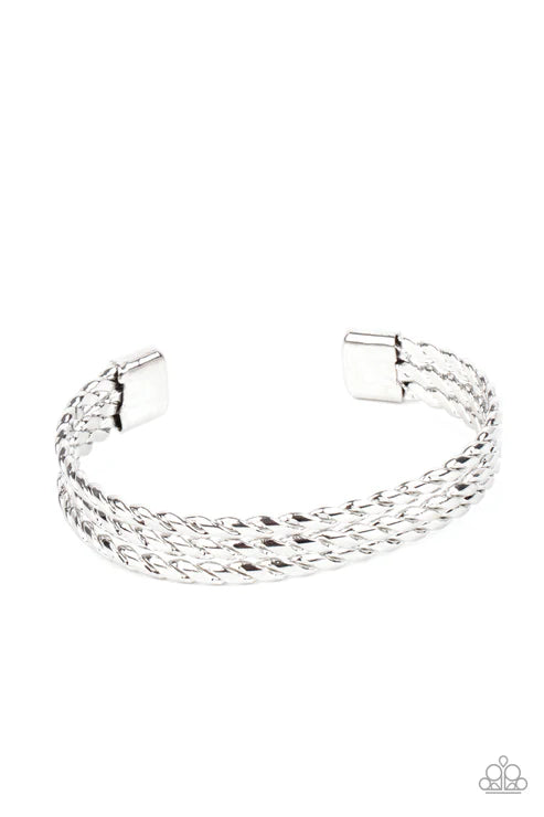 Line of Scrimmage - Silver Men's Paparazzi Bracelet (PZ-5574)