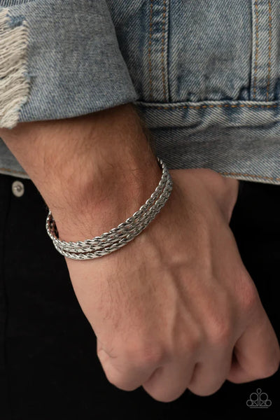 Line of Scrimmage - Silver Men's Paparazzi Bracelet (PZ-5574)