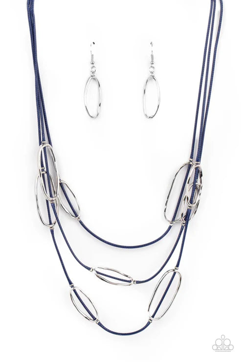 Check Your CORD-inates - Blue Paparazzi Necklace (PZ-5124)