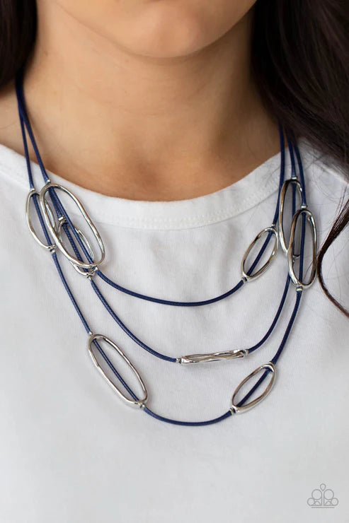 Check Your CORD-inates - Blue Paparazzi Necklace (PZ-5124)