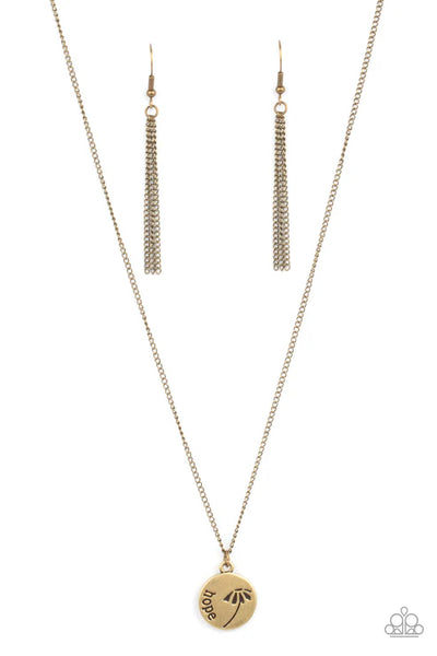 Hold On To Hope - Brass Paparazzi Necklace (PZ-5297)