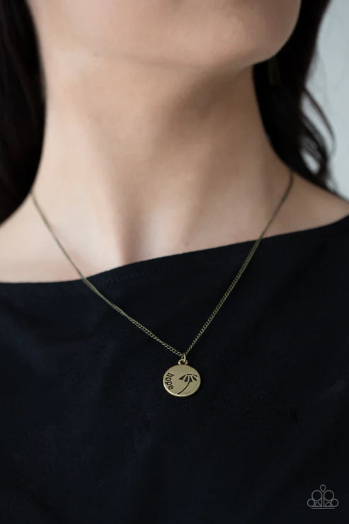 Hold On To Hope - Brass Paparazzi Necklace (PZ-5297)