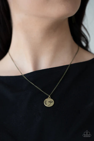 Hold On To Hope - Brass Paparazzi Necklace (PZ-5297)