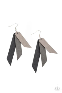 Suede Shade - Silver Paparazzi Earrings