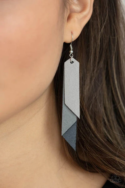 Suede Shade - Silver Paparazzi Earrings