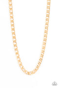Ground Game - Gold Mens Paparazzi Necklace (PZ-3949)