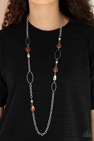 SHEER As Fate - Orange Necklace - Paparazzi Accessories (PZ-1042)