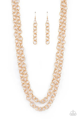 Grunge Goals - Gold Paparazzi Necklace (PZ-171)