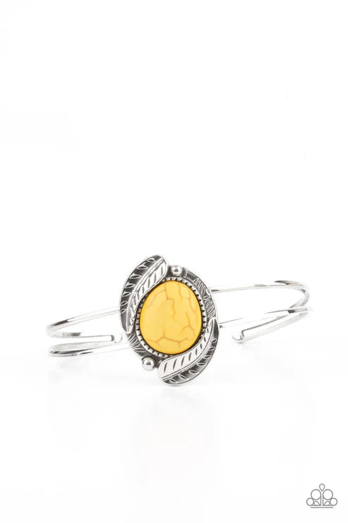 Living Off The BANDLANDS - Yellow Paparazzi Bracelet (PZ-3811)