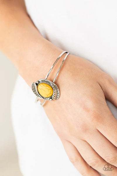 Living Off The BANDLANDS - Yellow Paparazzi Bracelet (PZ-3811)