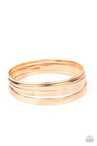 Gliding Gleam - Gold Paparazzi Bracelet ~ (PZ-4317)