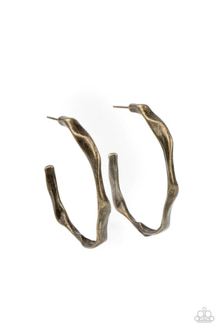 Coveted Curves - Brass Paparazzi Earrings (PZ-1828)