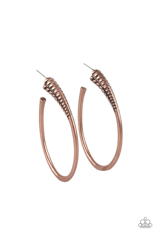 Fully Loaded - Copper Paparazzi Earrings (PZ-2195)