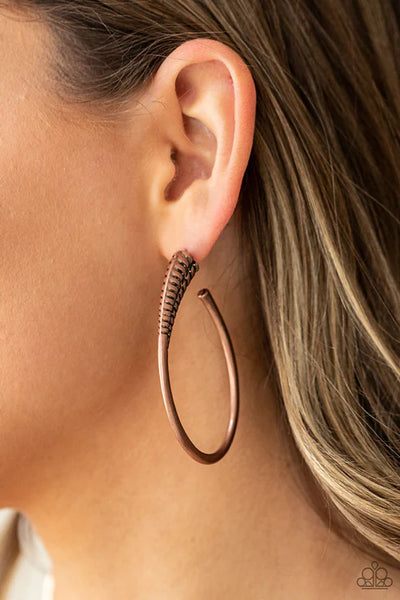 Fully Loaded - Copper Paparazzi Earrings (PZ-2195)