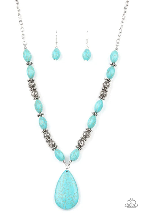 Blazing Saddles - Blue Paparazzi Necklace (PZ-2904)
