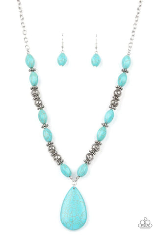 Blazing Saddles - Blue Paparazzi Necklace (PZ-2904)
