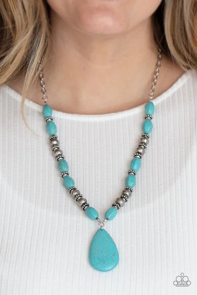 Blazing Saddles - Blue Paparazzi Necklace (PZ-2904)