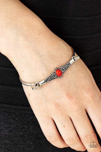 Stone Scrolls - Red Paparazzi Bracelet (PZ-5696)