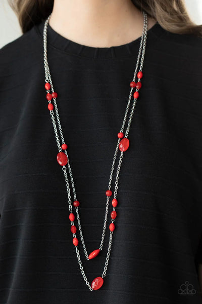 Day Trip Delights - Red  Paparazzi Necklace (PZ-4289)