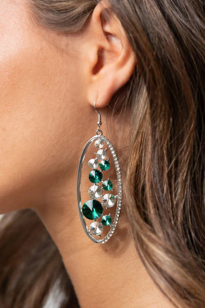 Rock Candy Bubbly - Green Paparazzi Earrings (PZ-127)