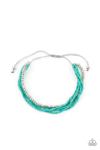 All Beaded Up - Blue Paparazzi Bracelet (PZ-3793)