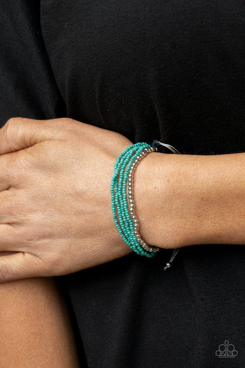 All Beaded Up - Blue Paparazzi Bracelet (PZ-3793)