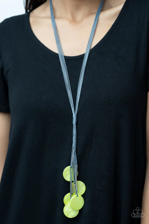 Tidal Tassels - Green Paparazzi Necklace (PZ-2124)