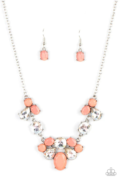 Ethereal Romance - Orange Paparazzi Necklace (PZ-4146)