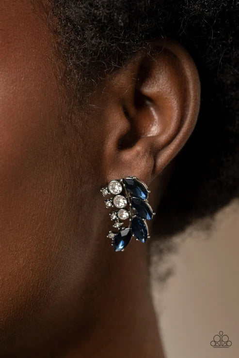 Flawless Fronds - Blue Paparazzi Earrings (PZ-3821)