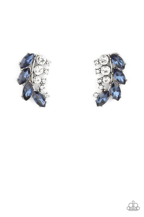 Flawless Fronds - Blue Paparazzi Earrings (PZ-3821)