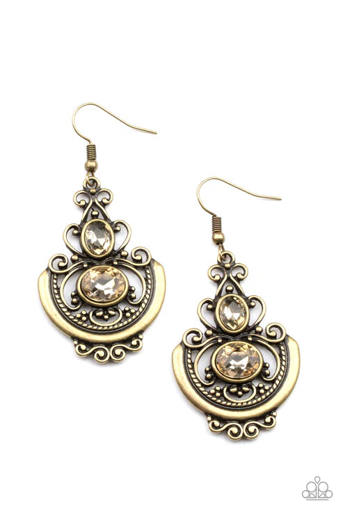 Unlimited Vacation - Brass Paparazzi Earrings (PZ-4417)