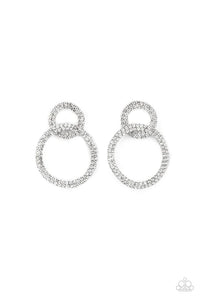 Intensely Icy - White Paparazzi Post Earrings (PZ-2764)