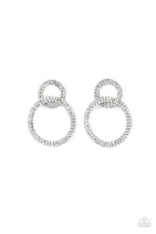 Intensely Icy - White Paparazzi Post Earrings (PZ-2764)