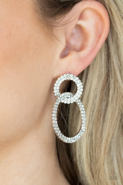 Intensely Icy - White Paparazzi Post Earrings (PZ-2764)