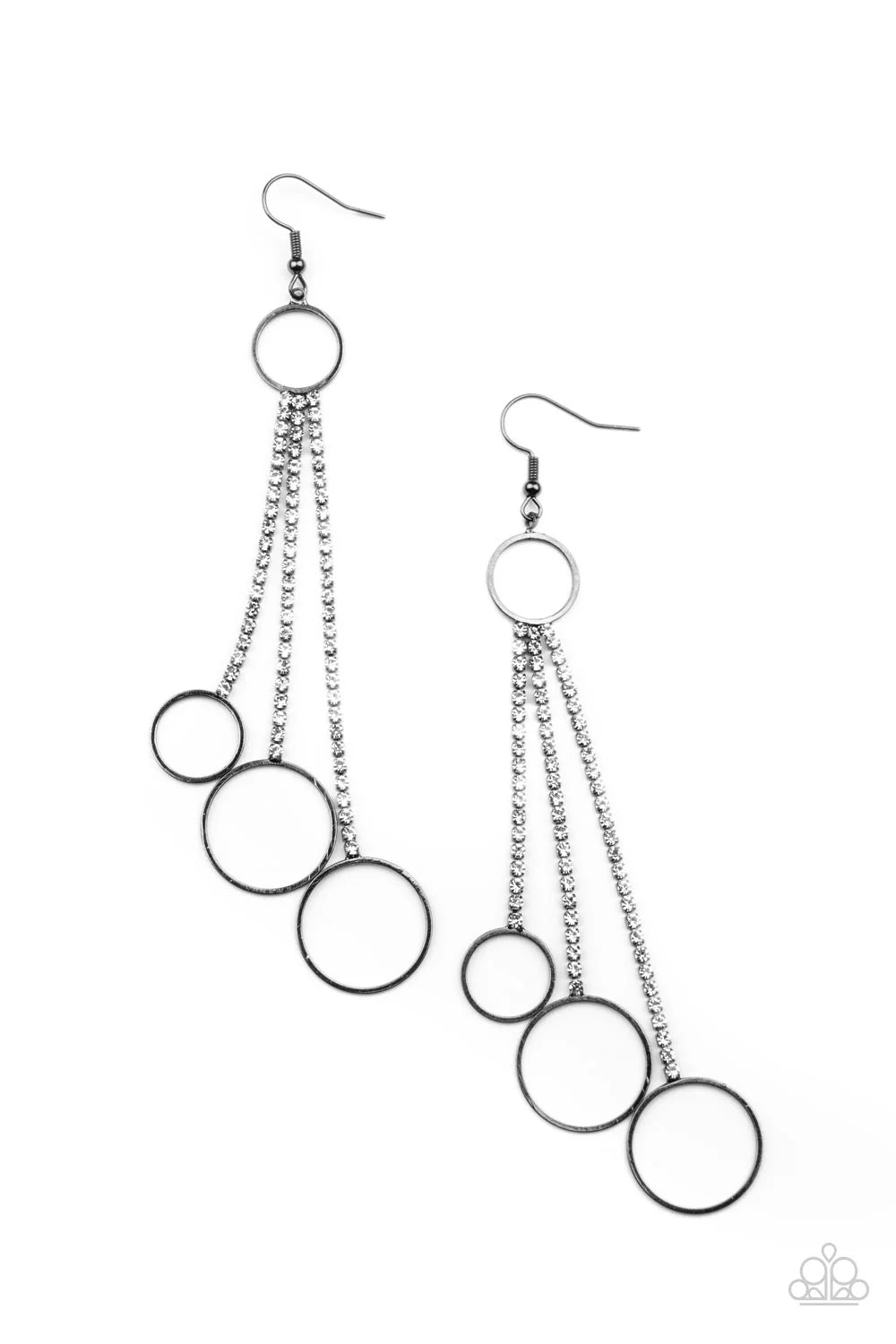 Demurely Dazzling - Black Paparazzi Earrings (PZ-3536)