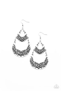 Springtime Gardens - White Paparazzi Earrings (PZ-5448)