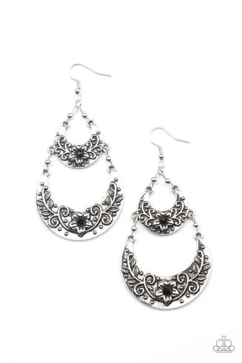 Springtime Gardens - Black Paparazzi Earrings (PZ-5329)