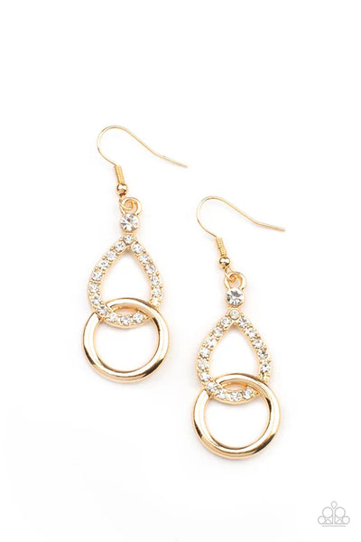 Red Carpet Couture - Gold Paparazzi Earrings (PZ-2428)
