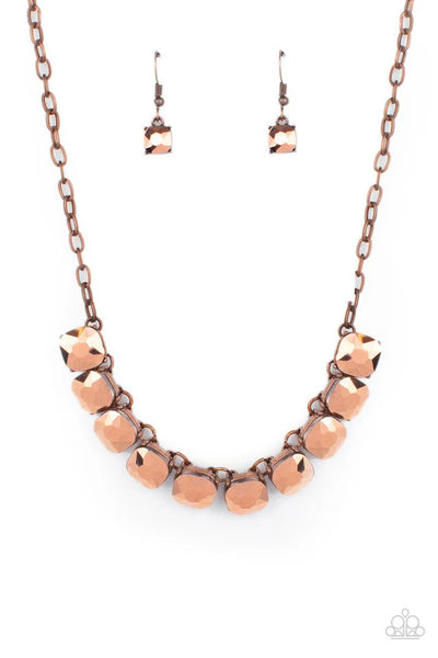 Radiance Squared - Copper Paparazzi Necklace (PZ-1548)