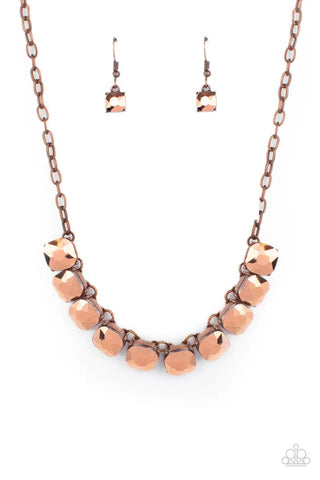 Radiance Squared - Copper Paparazzi Necklace (PZ-1548)