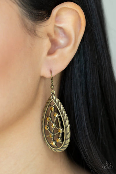 Industrial Incandescence - Brass Earrings - Paparazzi Accessories (PZ-063)