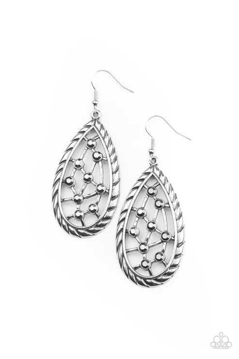 Industrial Incandescence - Silver Paparazzi Earrings (PZ-5094)