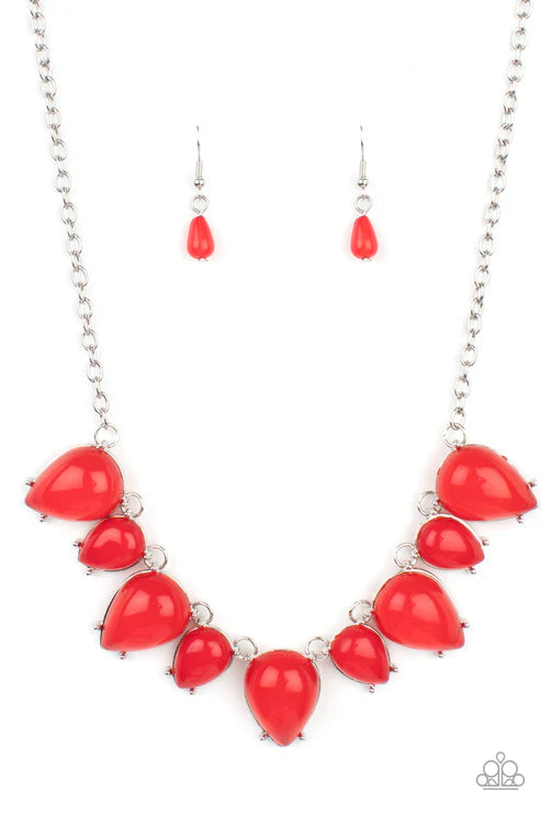 Pampered Poolside - Red Paparazzi Necklace (PZ-1840)