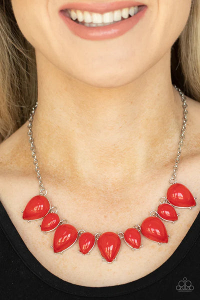 Pampered Poolside - Red Paparazzi Necklace (PZ-1840)