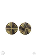 Shielded Shimmer - Brass Paparazzi Clip-On Earrings (PZ-3940)