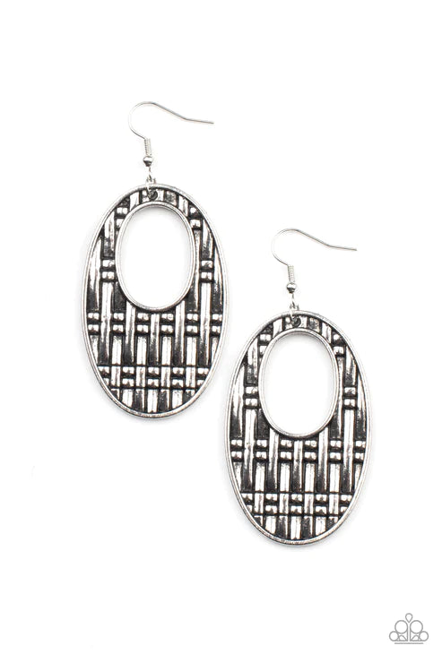 Engraved Edge - Silver Paparazzi Earrings (PZ-3955)