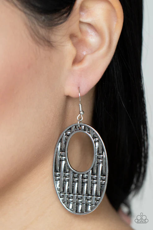 Engraved Edge - Silver Paparazzi Earrings (PZ-3955)